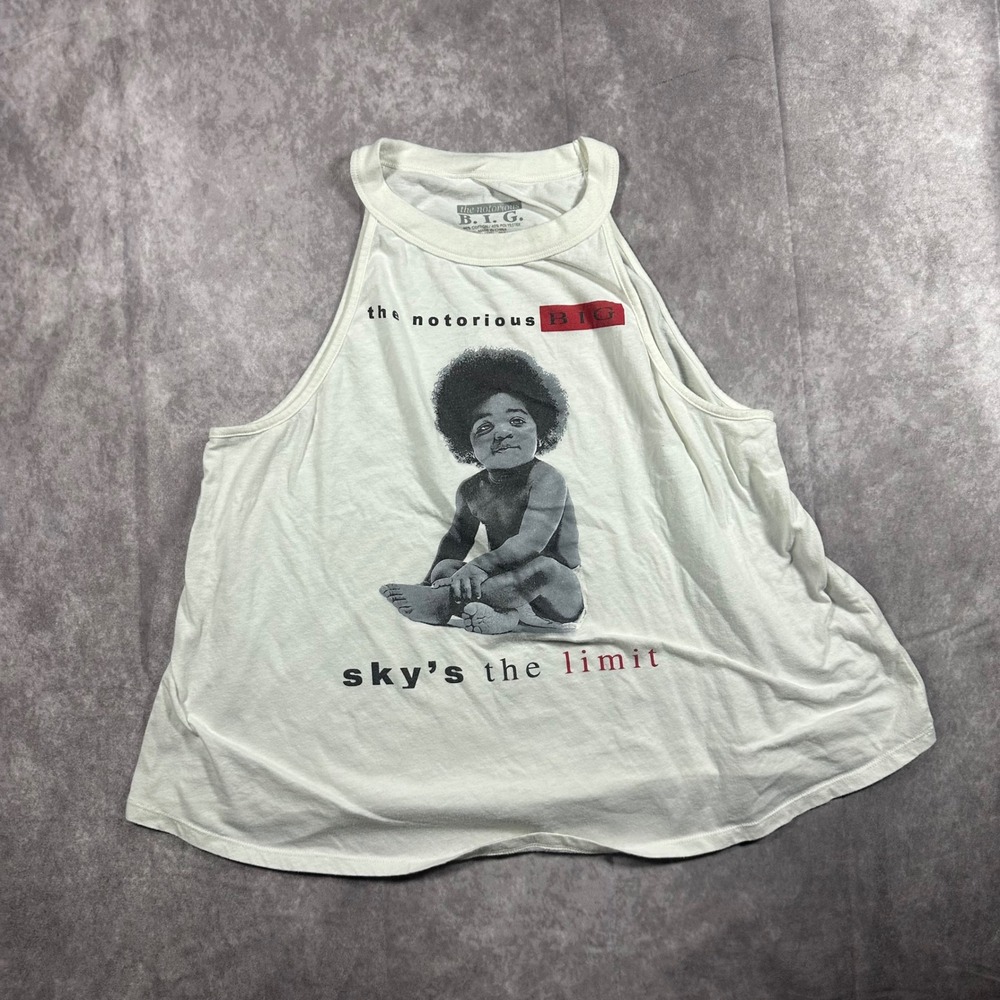 The Notorious BIG Skys The Limit Graphic Tank Top White Women Size 1 Hip Hop Tee